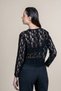 Women's Summer Black Tulle Lace Blouse with Ties Stylish Casual 70068 - 2
