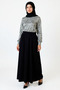 Women's Elastic Waist Solid Color Piece-Cut Combed Cotton Skirt - 3