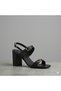 (White) Women's Heeled Shoes with Buckle Detail Black - 5