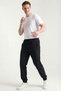 Men's Black Parachute Fabric Trousers with Elasticated Cuffs, Zipper and Back Pockets - 3