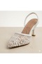 (Park Moda) Closed Toe Evening Dress Women's Shoes with Elastic Back White - 3