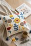 Special Embroidered Blue Floral Patterned Cotton Buldan Handmade Cushion Cover - with Tassels 42X42 cm - 4