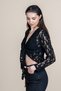 Women's Summer Black Tulle Lace Blouse with Ties Stylish Casual 70068 - 3