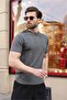 Anthracite Crew Neck Slim Fit Knitwear Men's T-Shirt E7466 - 5