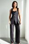 Women's Square Collar Buttoned Vest Trousers Stylish Set - 4