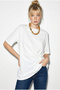 Women's White Padded Shoulder Detailed Knot Detailed Short Sleeve T-Shirt 1067 60286068 - 3