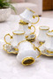 Luxury Coffee Cup Set for 6 People with Footed Gold Gilt Floral Pattern Porcelain Coffee Cups - 3