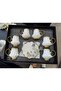 Luxury Coffee Cup Set for 6 People with Footed Gold Gilt Floral Pattern Porcelain Coffee Cups - 5