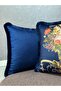 Classic-9264 Dark Blue Damask Pattern Double Combination 43X43 Cushion Cover - 2