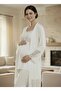 Women's Ecru Lace 3-Piece Maternity Pajama Set with Dressing Gown - 5