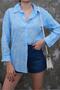 Women's Blue Scallop Embroidered Shirt Pc2173 - 6