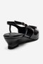 Rhea Black Patent Leather Buckle Women's Mini Wedge Heeled Shoes - 5