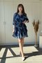Layered Chiffon Ruffled Belted Short Blue Dress - 5
