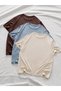 Unisex Brown - Baby Blue - Beige Oversize Crew Neck 3-Piece T-Shirt Set