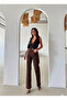 Women's Brown Stone Detailed Palazzo Stylish Trousers - 6
