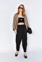 Women's Black (5456) Front-Stitched Balloon Cut Tencel Trousers