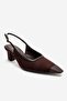 Hilda Brown Matte Toe Women's Block Heeled Shoes - 3
