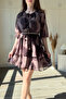Layered Chiffon Ruffled Belted Short Patterned Dress - 4