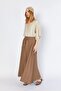 Women's Brown Skirt Thick Stitched Elastic Waist Skirt - 3
