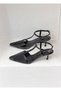 8581 Tulle Detailed 6cm Short Thin Heel Open Back Strap Stiletto Shoes for Women - 2