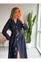 Levure Women's Belted Double Breasted V-Neck Lycra Long Sleeve Full Buttoned Shirt Dress - 7