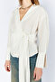 Double-Breasted Shirt with Tie Detail |   Mks1611153-1 - White - 4