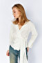 Double-Breasted Shirt with Tie Detail |   Mks1611153-1 - White - 6