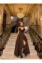 Women's Brown Lace Garnished Dress
