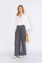 Women's Anthracite Yp5115 Double Pleated Wide Leg Tencel Trousers - 5