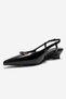 Rhea Black Patent Leather Buckle Women's Mini Wedge Heeled Shoes - 6