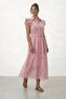 Buttoned Ruffle Sleeve Lace Detailed Midi Dress - 4