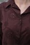 Women's Brown Scallop Embroidered Shirt Pc2173 - 4