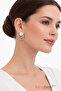 Women's Gold Stone Earrings – Top Disc with a Stone, Hoop Shape Modern Design Dangle Earrings - 3