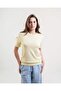 Nakışlı Basic Tshirt- Butter Yellow Ekru Nakış