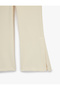 Pocketed Viscose Blend High Waist Wide Leg Trousers with Slit Detail - 5
