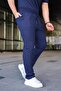 Men's Self-Patterned Jacquard Fabric 2-Piece Set - Navy Blue - 2