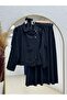 Tünay Cross Zipper Skirt Suit-Gs3881 Black - 3