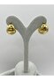Steel Gold Beaded Thick Hoop Earrings - 5