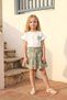 Girl's Top and Bottom Set with Skirt, Summer Printed Green