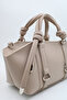 Women's Beige Knot Handle Bag with Ring Detail, Internal Pocket and Zipper Closure for Hand, Arm and Shoulder Use - 7