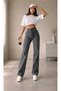 Jennifer Smoked Snow Wash Lycra Super Extra High Waist Palazzo Loose Jean Trousers