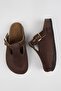 Merida Women's Vegan Leather Buckle Brown Sabo Slippers - 3