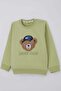 Baby Boy Tracksuit Set with Cute Teddy Bear Applique, College Model, 9 Months-3 Years, Pistachio Green - 6