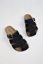 Asly Women's Vegan Leather Buckle Black Sandals - 6