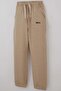 Boy's Sweatpants with Emblem Detail and Lacing Accessories, Ages 5-9, Beige Melange - 3