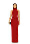 Women's Half Fishneck Collar Maxi Length Double Layer Jersey Dress