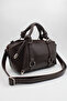 Women's Brown Knot Handle, Ring Detail, Inner Pocket, Zippered Hand, Arm and Shoulder Bag - 6