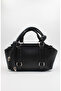 Women's Black Knot Handle Bag with Ring Detail, Internal Pocket and Zipper Closure for Hand, Arm and Shoulder Use - 3