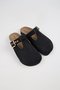 Merida Women's Vegan Leather Buckle Black Sabo Slippers - 5