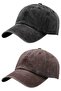 Unisex Vintage 100% Cotton Adjustable Baseball Cap Hat Set of 2 - 4